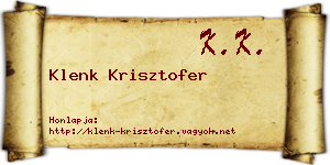 Klenk Krisztofer névjegykártya